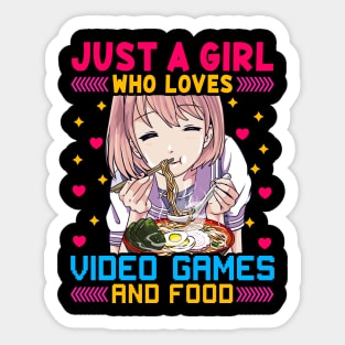 Cute Just A Girl Who Loves Video Games And Food Sticker